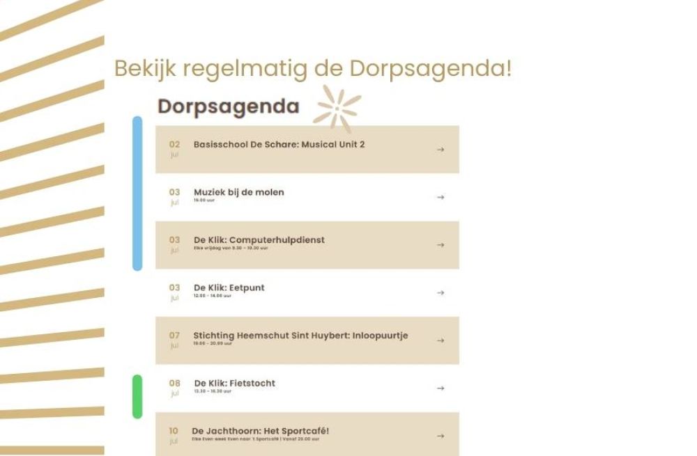 Bekijk regelmatig de Dorpsagenda!