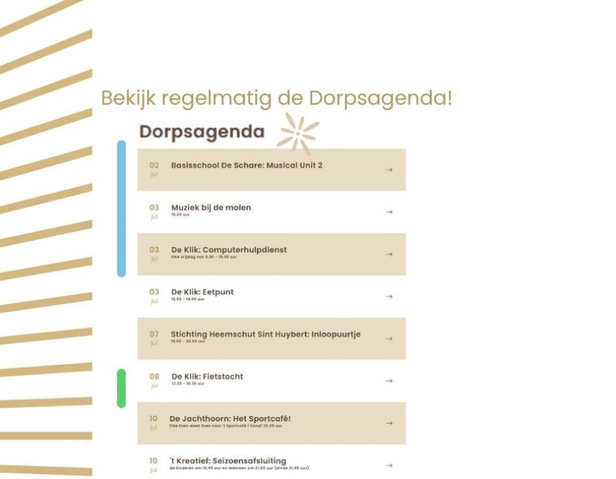 Bekijk regelmatig de Dorpsagenda!