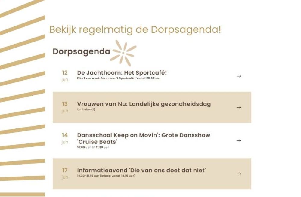 Bekijk regelmatig de Dorpsagenda