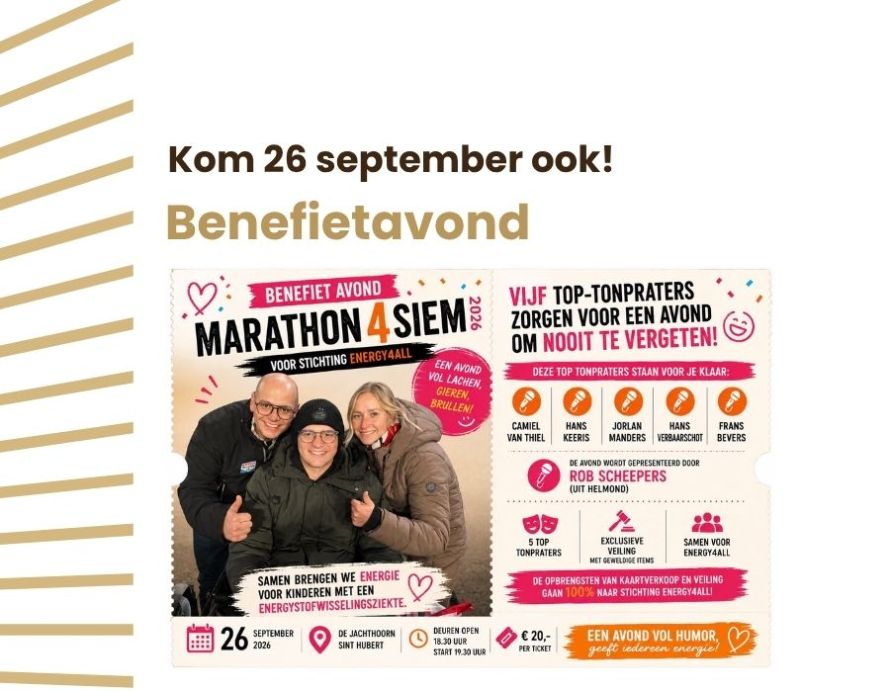 Benefietavond Marathon4Siem | 26 september in De Jachthoorn